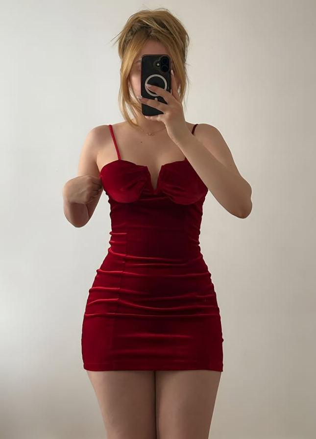 Burgundy Sheath Spaghetti Strap Velvet Short Prom Dress Homecoming Dress Outfits SH6846