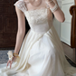 Gentle White A Line Straps Lace Chiffon Prom Dress Evening Dress SH6767