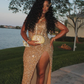 Shiny Luxurious Sheath Strapless Sequin Prom Dress With Beaded SH8990