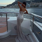 Shiny Silver Mermaid Sweetheart Neck Rhinestone Sequin Prom Dress Evening Dress SH8569
