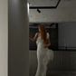 Styletic Mermaid One Shoulder Ruffle White Organza Satin Prom Dress Evening Dress SH7720