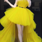 Cute A Line Strapless Layered Yellow Tulle Party Dress Birthday Dress SH2924