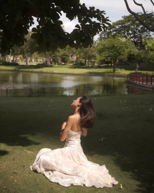 Elegant A Line Spaghetti Strap Print Floral Satin Long Party Dress Wedding Guest Dress SH3154