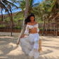 Two Piece A Line Long Sleeve Lace Chiffon Vacation Dress Outfits Dress SH4393