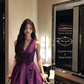 Cute A Line V Neck Purple Satin Short Homecoming Dress Outfits SH5219