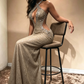 Halter Open Back Long Prom Dresses Cheap Shiny Beads Crystals Illusion Mermaid Formal Gowns R0001