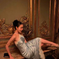 Baby Blue Sheath Halter Lace Satin Backless Prom Dress Evening Dress SH8779