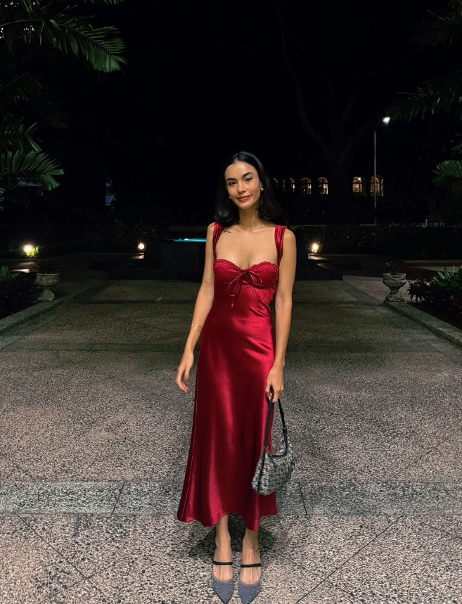 Burgundy Elegant A Line Spaghetti Strap Lace Satin Long Prom Dress 18th Birthday Dress SH4515