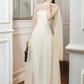 Simple Light Apricot A Line Strapless Chiffon Long Prom Dress Date Dress SH4676