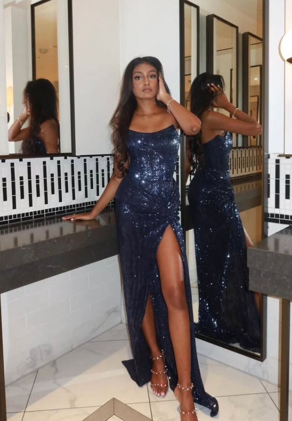 long prom dresses gold mermaid evening gowns AU01