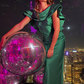 Charming Sheath Green Satin Open Back Long Prom Dress Evening Dress SH2094