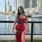 long prom dresses gold mermaid evening gowns AU01