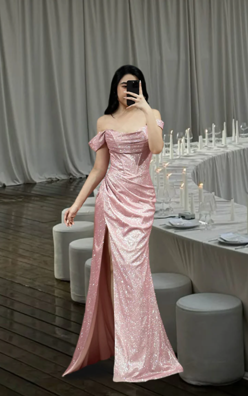 Baby Blue A Line Off the Shoulder Sequin Satin Long Prom Dress Graduation Prom Dress SH2452