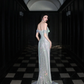Shiny Mermaid Off the Shoulder Silver Sequin Long Evening Dress Ball Gown SH3489