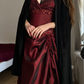 Vintage A Line Straps Appliques Burgundy Satin Prom Dress Evening Dress SH6072