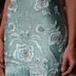 Unique Sheath Strapless Embroidered Flower Sage Green Satin Party Dress Evening Dress SH2899