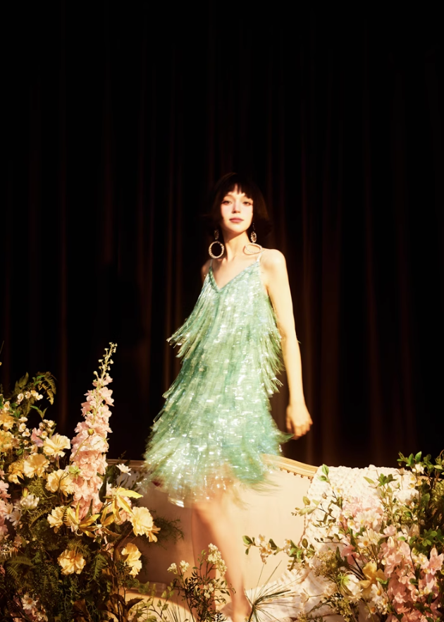 bright green sequin dress Lime Green Prom Dress - Clear Sequin Dress - Bustier Prom Dress