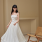 Simple A Line Spaghetti Strap Light Apricot Lace Chiffon Party Dress Outfits SH4728