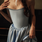 High-class A Line Strapless Blue Satin Slit Prom Dress Evening Dress SH6692