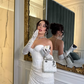 Dazzling White Sheath Sweetheart Neck Satin Sequin Short Prom Dress Homecoming Dress SH6386