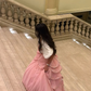 Pink A Line Strapless Tiered Beaded Tulle Party Dress Evening Dress Ball Gown SH2819