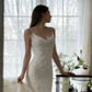 Elegant Mermaid Spaghetti Strap Beaded White Chiffon Prom Dress Graduation Prom Dress SH2560