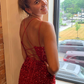 Sheath Royal Blue Sequins Short Homecoming Dress with Criss Cross Back SH698