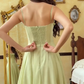 Green A Line Spaghetti Strap Chiffon Long Prom Dress Outfits SH4778