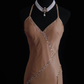 Vintage Mermaid Halter Exquisite Beaded Moka Chiffon Prom Dress Wedding Guest Dress SH5337
