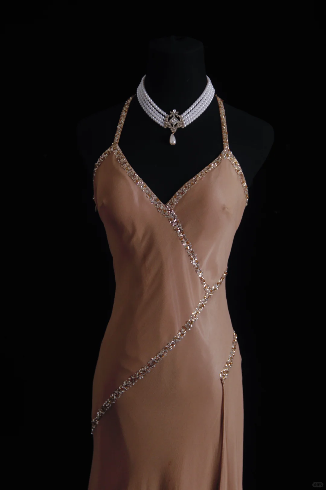 Vintage Mermaid Halter Exquisite Beaded Moka Chiffon Prom Dress Wedding Guest Dress SH5337