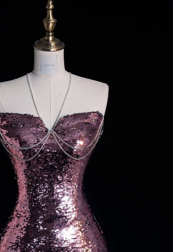 Stunning Mermaid Sweetheart Neck Purple Sequin Long Prom Dress Graduation Prom Dress SH2491