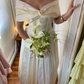 Vintage Classic A Line Off the Shoulder Ivory Satin Wedding Dress SH6172