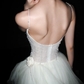 Pretty A Line Spaghetti Straps Pearl White Tulle Long Wedding Dress SH5962