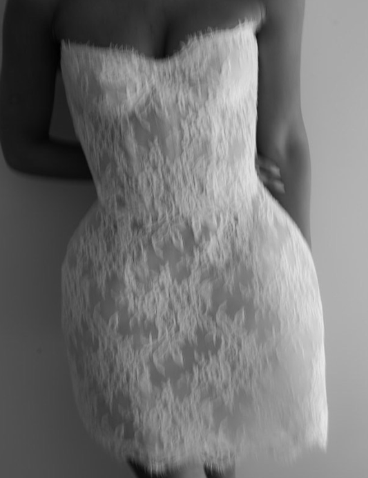 Cute A Line Strapless White Lace Short Homecoming Dress Birthday Dress SH4656