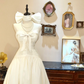 Cute A Line Sweetheart Neck Ivory Satin Long Prom Dress Wedding Dress SH7397
