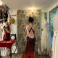 Vintage Burgundy Ombre Sheath Halter Beaded Chiffon Open Back Prom Dress 16th Birthday Dress SH4402