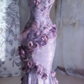 Gentle Purple Mermaid Halter Appliques Ruffle Sequin Long Prom Dress SH5427