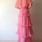 Pink Layered Chiffon A Line V Neck Simple Long Party Dress Evening Dress 18 Birthday Dress SH3624