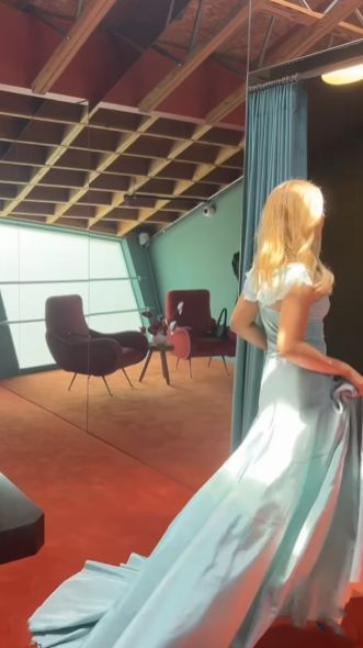 Retro Style A Line Off the Shoulder Blue Satin Long Party Dress Prom Dress SH2611