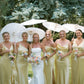 Elegant Sheath Straps Light Yellow Satin Bridesmaid Dress Evening Dress SH3197