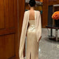 Elegant Sheath Strapless Beaded Ivory Satin Long Prom Dress Evening Dress SH5144