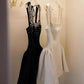 Classic Black Shiny Rhinestone A Line Straps Satin Short Homecoming Dress Cocktail Dress SH3725