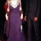 Charming A Line V Neck Purple Tulle Long Party Dress Evening Dress SH2823