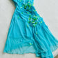 Cute A Line Off the Shoulder Flower Blue Chiffon Short Party Dress Birthday Dress SH2716