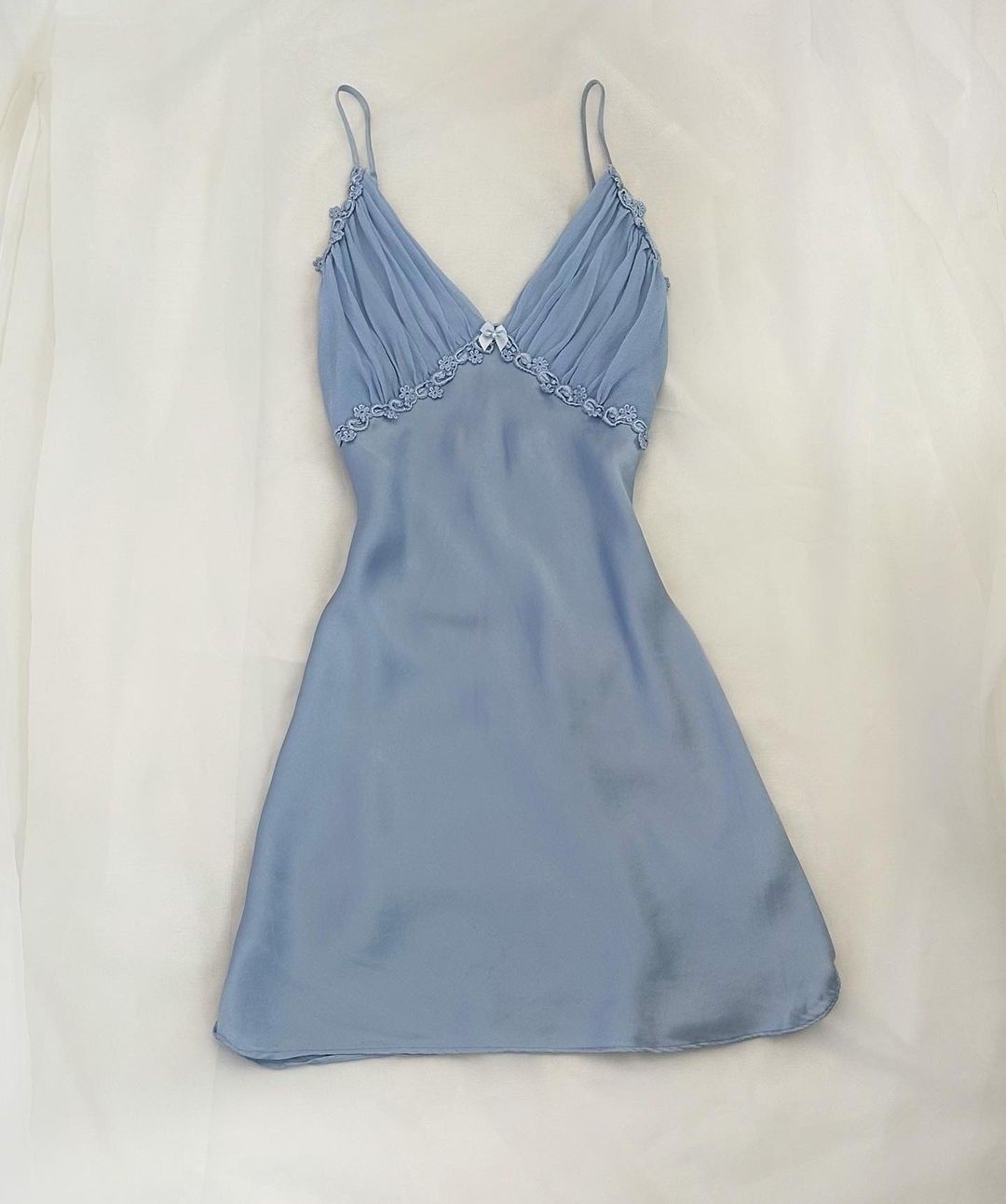 Simple Blue A Line Spaghetti Straps Chiffon Satin Short Homecoming Dress Outfits SH5745
