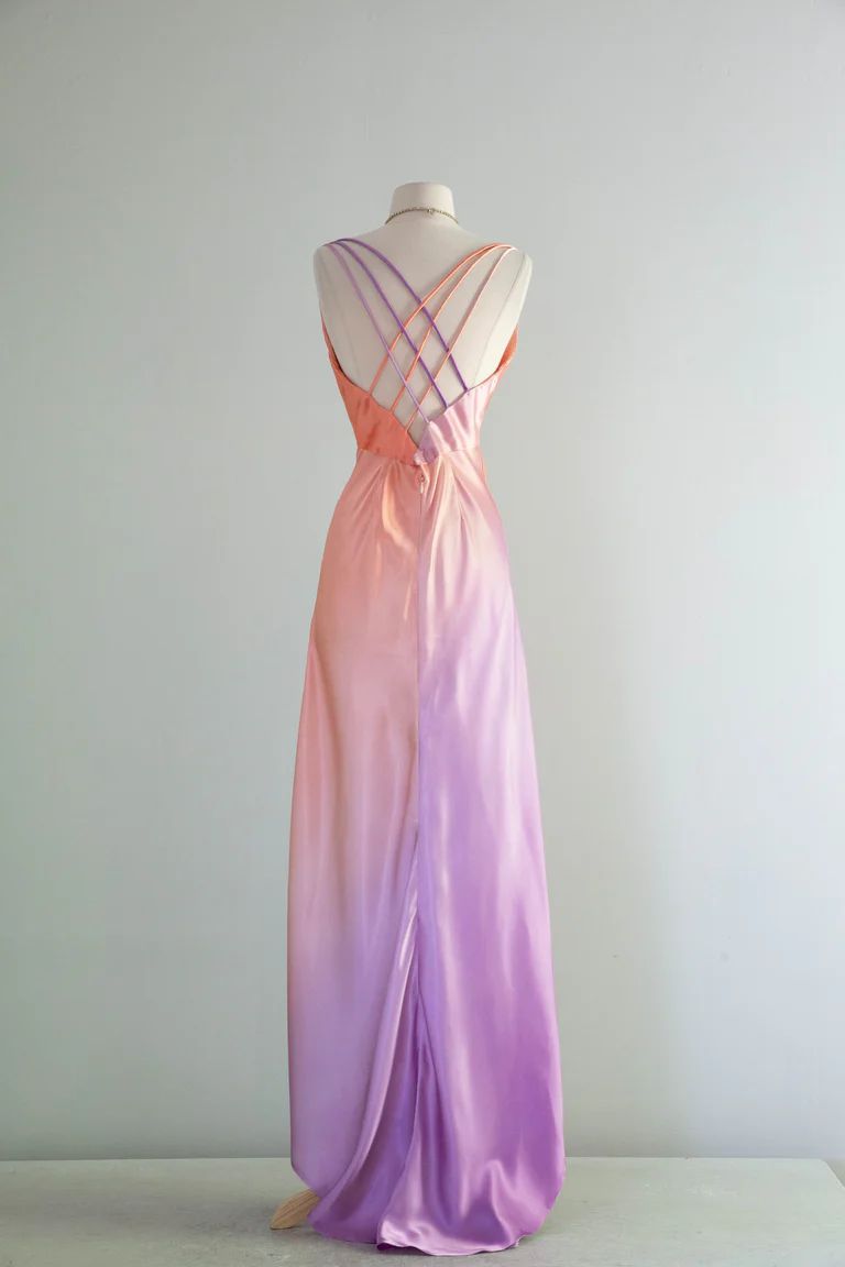 Simple Orange Purple Ombre A Line Satin Prom Dress Wedding Guest Dress SH4552
