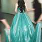 Gorgeous A Line Strapless Green Sequin Long Sweep Party Dress Evening Dress SH2879