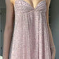 Gentle Pink A Line Spaghetti Strap Sequin Tulle Long Prom Dress Evening Dress Formal Dress SH3656