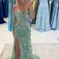 Glamorous Mermaid Off the Shoulder Green Long Prom Dress with Appliques SH7623