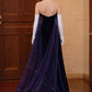 Elegant A Line Strapless Navy Blue Velvet Prom Dress SH5517